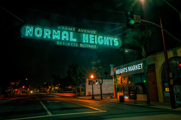 Normal Heights San Diego Sign | Fine Art Neon Sign Photography Print for Sale | Chronoscope Pictures